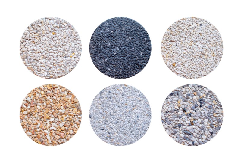 An aggregate of materials showing different sizes, textures, and uses by Sandee's Soil and Rock